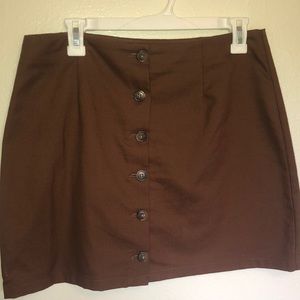 Brown button up mini skirt